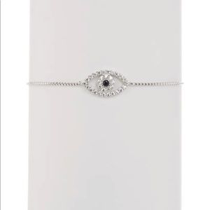 Sterling Silver Pave Swarovski Crystal Evil Eye Lariat Bracelet